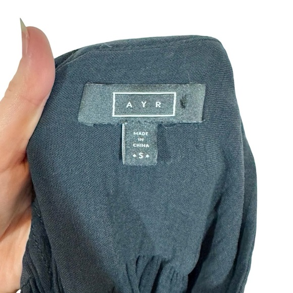 AYR The Kite Midi Dress Cotton Gauze Button Front Pom Pom Tiered Blk PLEASE READ - Picture 12 of 14